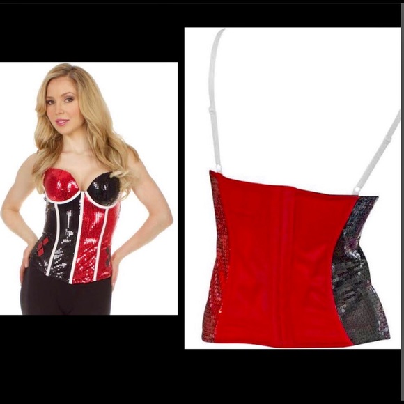 DC COMICS HARLEY QUINN SEQUIN CORSET - Picture 3 of 8